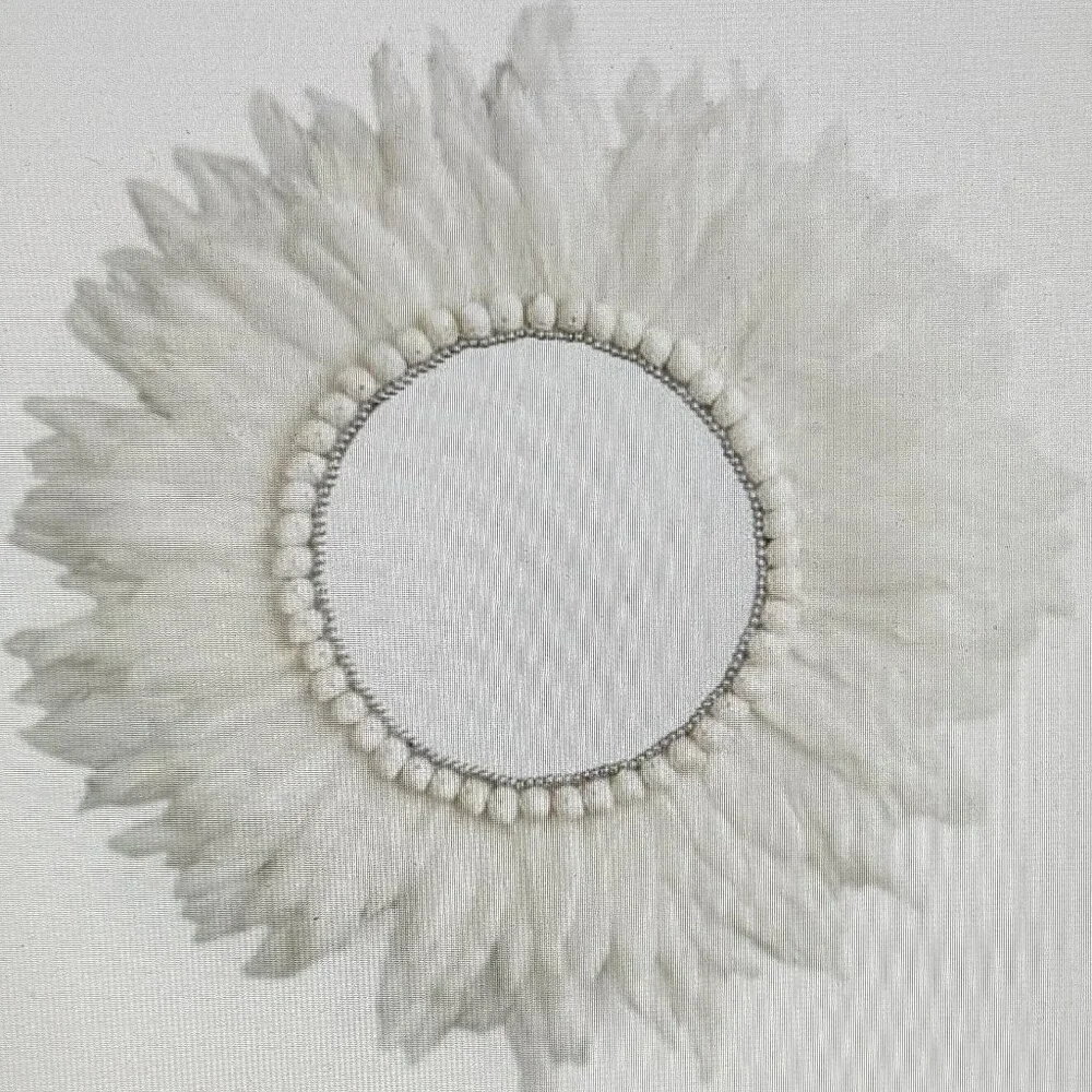 New Brewster Wall Decorative Beaded White Feather Mirror